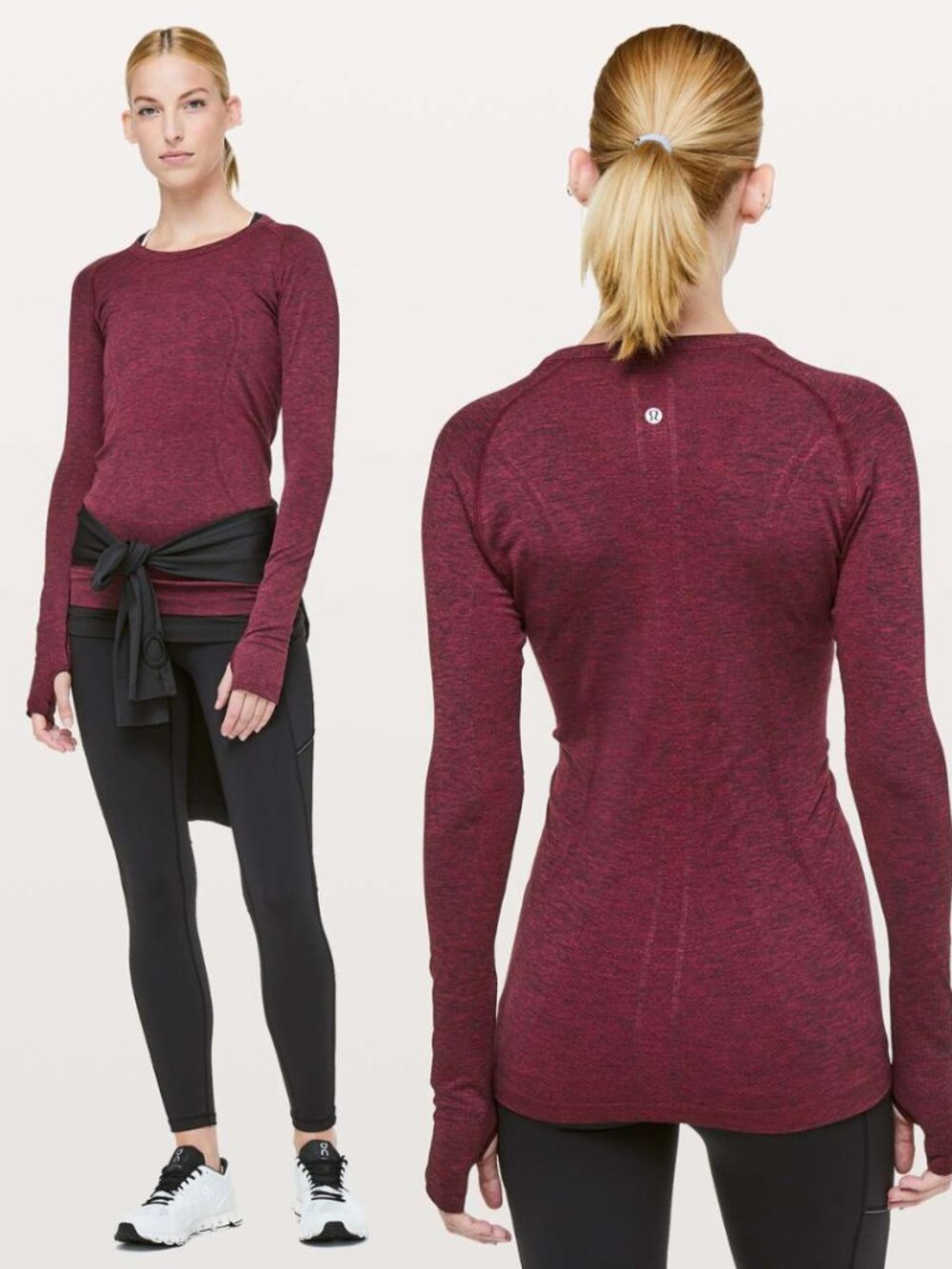 Lululemon Heathered Burgundy Swiftly Crewneck Long Sleeve
